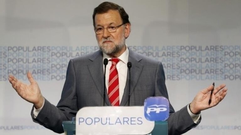 Mariano Rajoy en la sede del PP.
