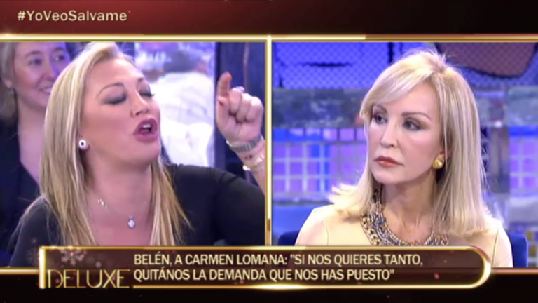 Bel&eacute;n Esteban y Carmen Lomana en el programa S&aacute;lvame de Telecinco. 
