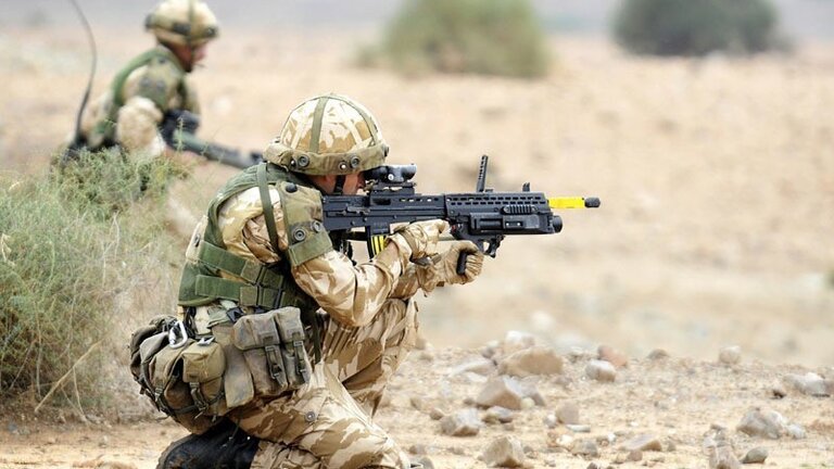 Militares del Royal Regimient of Gibraltar durante unos ejercicios en Marruecos en 2014