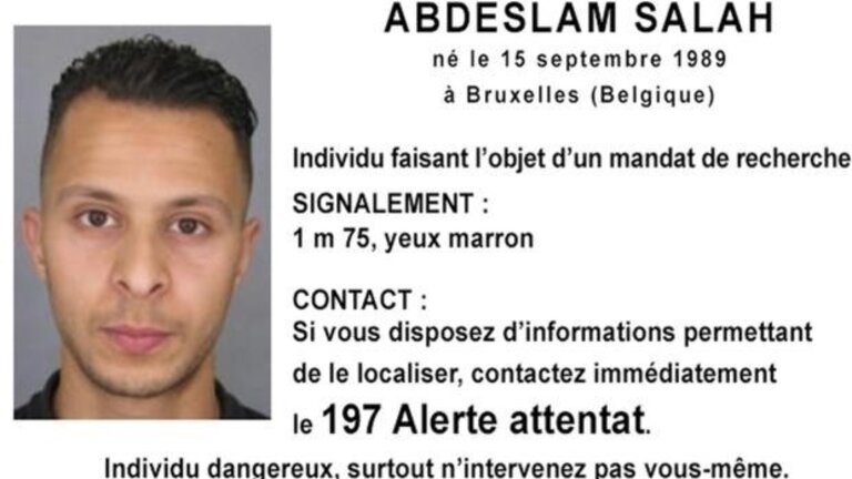 Ficha policial de Salah Abdeslam distribuida por la Gendarmer&iacute;a francesa.