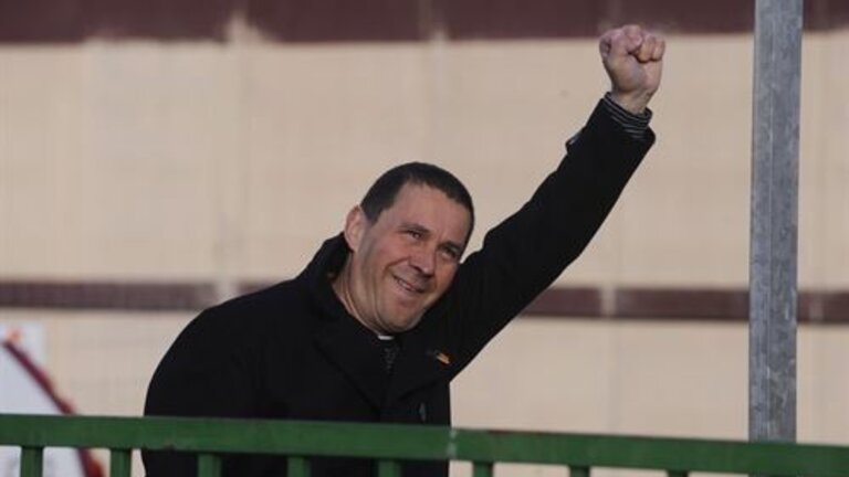 Arnaldo Otegi, a su salida de la c&aacute;rcel de Logro&ntilde;o.