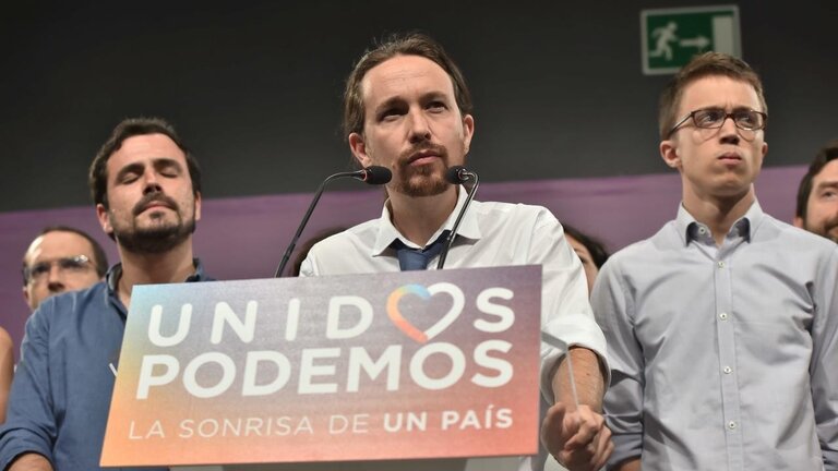 Alberto Garz&oacute;n, Pablo Iglesias e &Iacute;&ntilde;igo Errej&oacute;n. Foto: &Aacute;lvaro Garc&iacute;a Fuentes