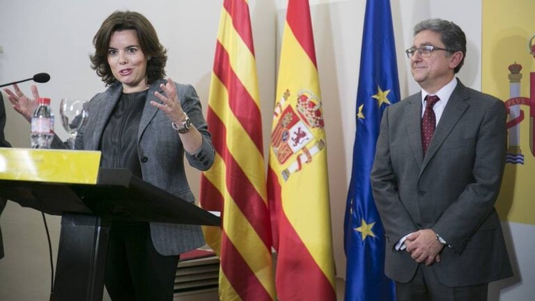Soraya S&aacute;enz de Santamar&iacute;a en la Delegaci&oacute;n del Gobierno en Catalu&ntilde;a.