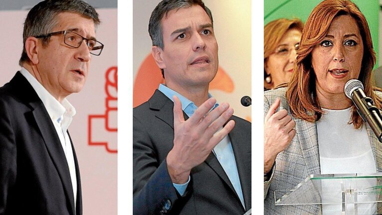 Patxi L&oacute;pez, Pedro S&aacute;nchez y Susana D&iacute;az.
