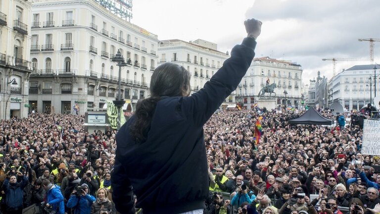 Pablo Iglesias, en una manifestaci&oacute;n de Podemos en Madrid.