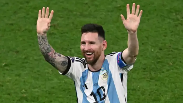 Leo Messi celebrando la victoria del Mundial de Catar 2022.