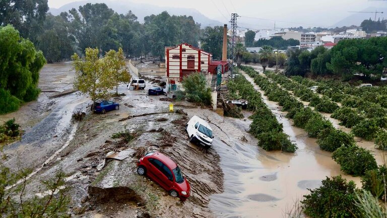 Coches destrozados tras el paso del la Dana. A 30 de octubre de 2024, en M&aacute;laga. (Foto: &Aacute;lex Zea / Europa Press)