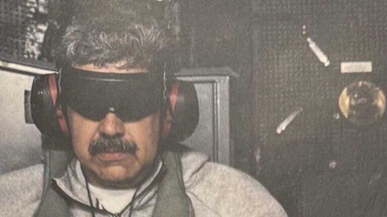 El presidente venezolano, Nicol&aacute;s Maduro, tras su captura por fuerzas estadounidenses. (GOBIERNO DE ESTADOS UNIDOS)