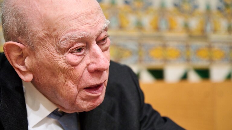 El expresidente de la Generalitat de Catalunya, Jordi Pujol, durante la presentaci&oacute;n de su libro &lsquo;L'&uacute;ltima conversa&rsquo;, a 1 de marzo de 2023, en Barcelona