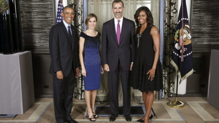 Los reyes junto a Obama y su esposa.