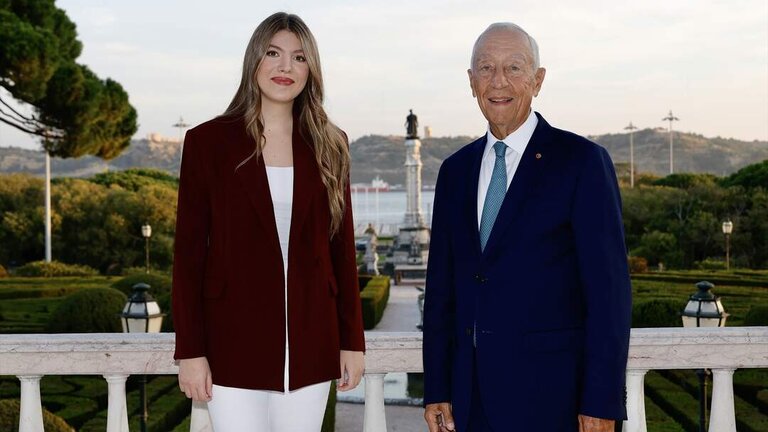 Marcelo Rebelo de Sousa.- La Infanta Sof&iacute;a, recibida por el presidente de Portugal en Lisboa