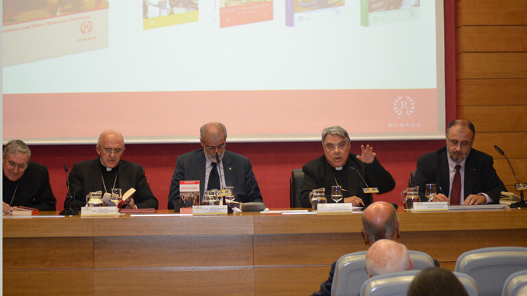 Llu&iacute;s Sistach, Carlos Osoro, Julio Mart&iacute;nez, Marcello Semeraro y Pablo Guerrero. Foto: Alfa y Omega. 