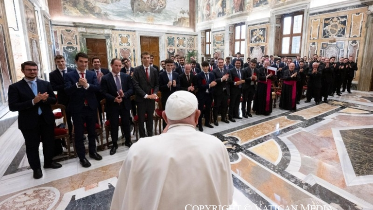 El Papa con los seminaristas de la diócesis de Getafe. 