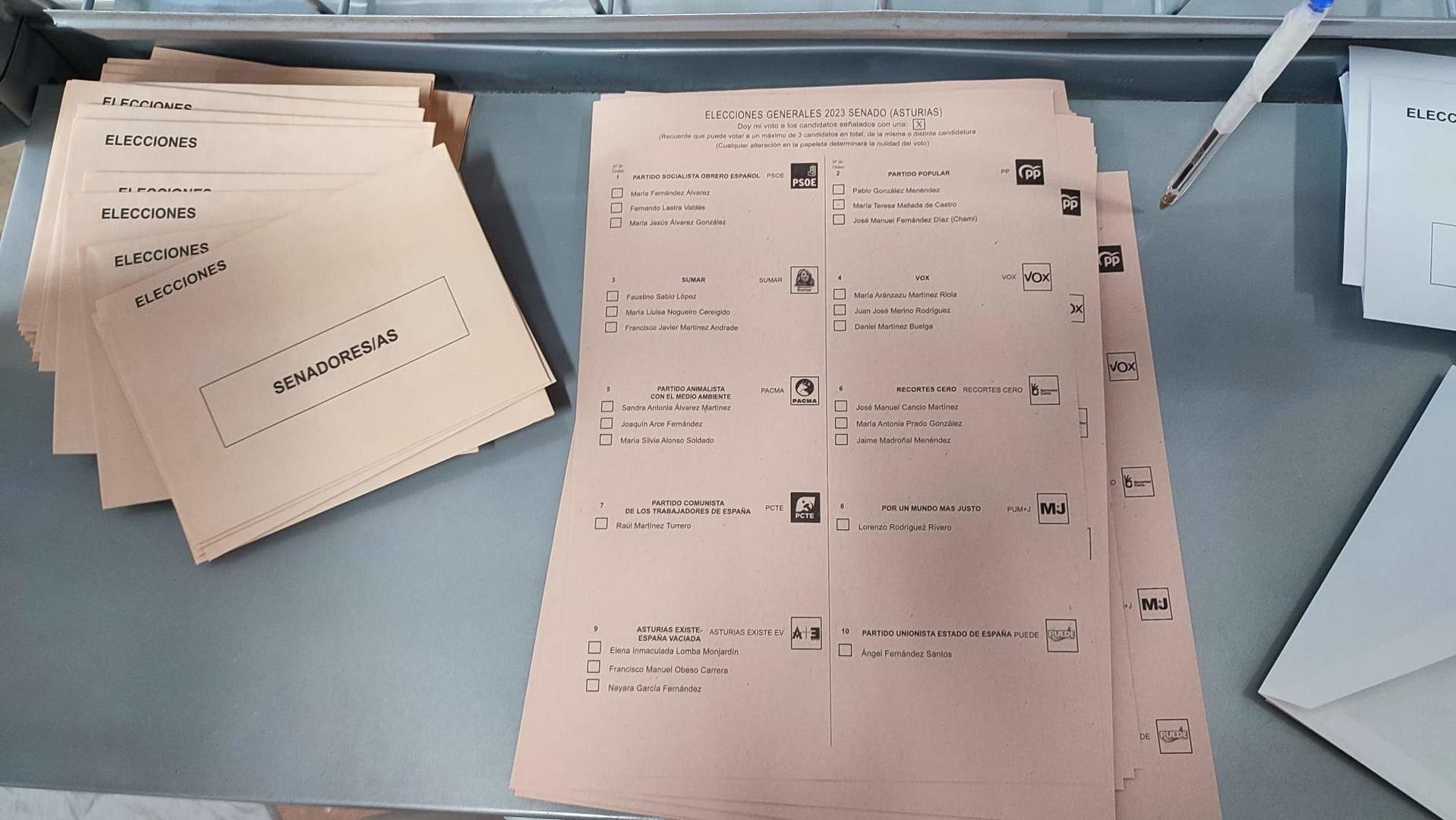 Papeletas de elecciones. 