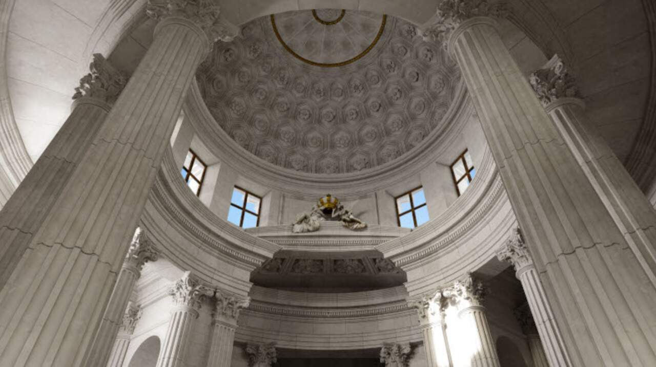 Recreación virtual de la sección transversal del templo para el Santuario de N. ª S. ª de Covadonga concebido por VenturaRodríguez en 1779. © Fundación María Cristina Masaveu Peterson.