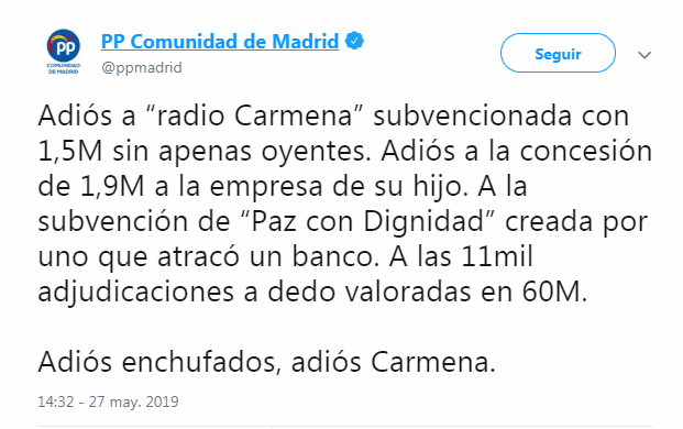 PP MADRID ADIOS RADIO CARMENA