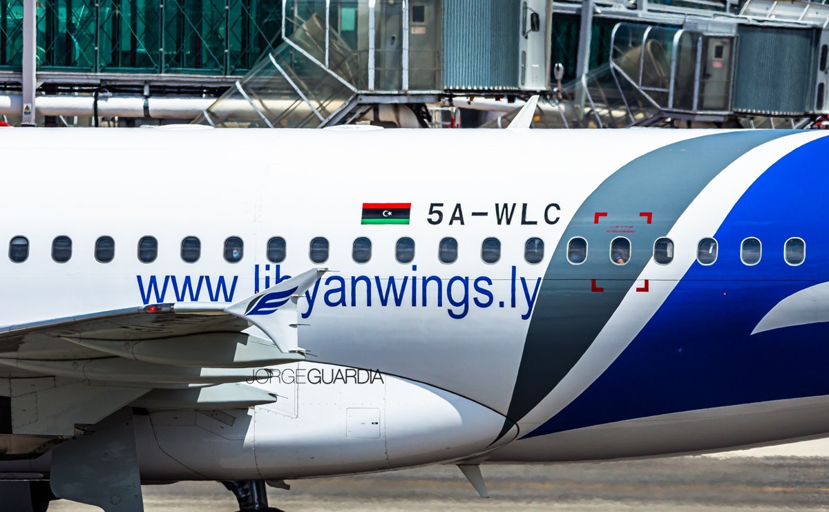 El avión de Libyan Wings en Barajas. Foto: Jorge Guardia (JorgeGuardia_).