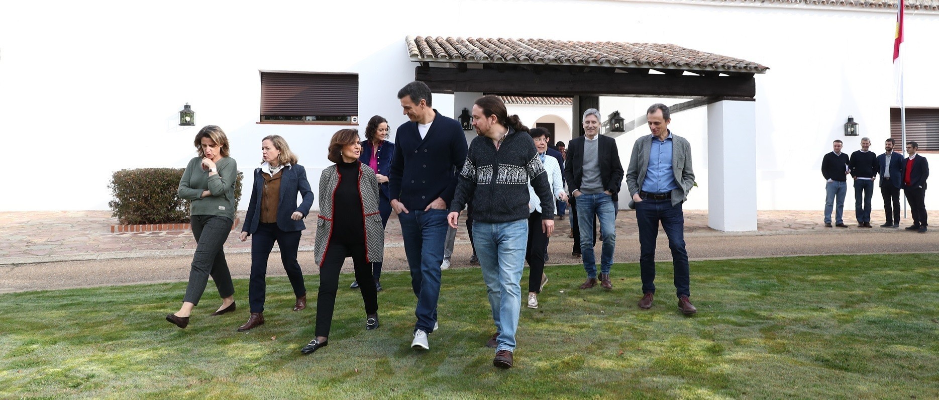 Miembros del Gobierno, en la finca de Quintos de Mora en febrero de 2020.