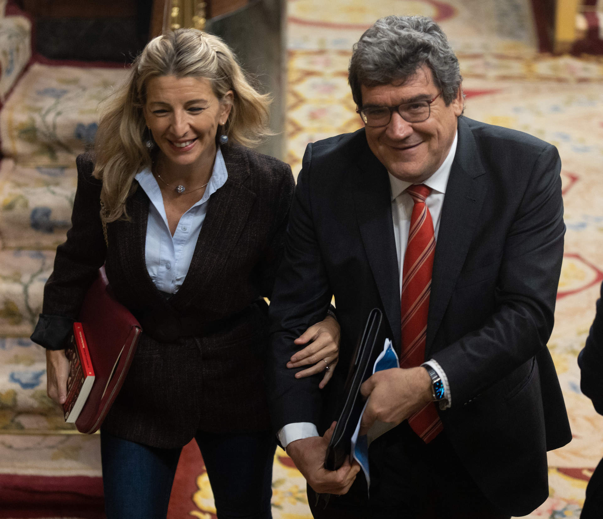 La vicepresidenta segunda y ministra de Trabajo y Economía Social, Yolanda Díaz y el ministro de Inclusión, Seguridad Social y Migraciones, José Luis Escrivá.