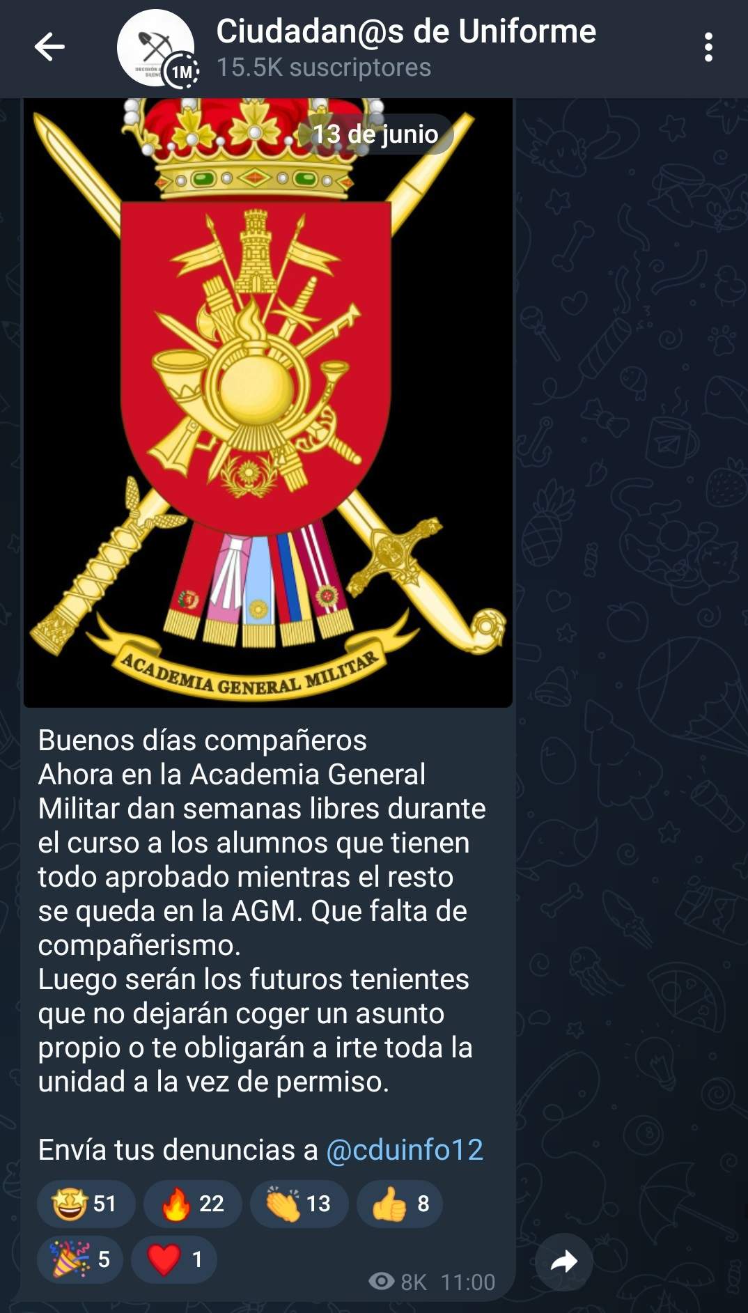 Mensaje en 'Ciudadanos de Uniforme' sobre la Academia General Militar.