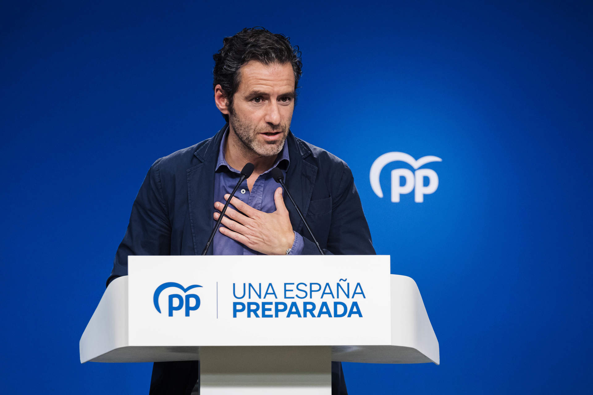 El portavoz de campaña y vicesecretario de Cultura y Sociedad Abierta del PP, Borja Sémper, interviene durante una rueda de prensa en la sede nacional del PP, a 12 de junio de 2023, en Madrid.