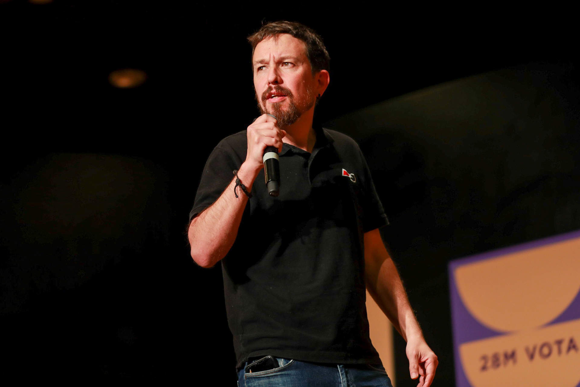 El exvicepresidente segundo del Gobierno y exlíder de Podemos, Pablo Iglesias, apoya a la candidata de Unidas Podemos a la Presidencia del Govern en Palma, Antonia Jover, a 20 de mayo de 2023, en Palma, Mallorca, Islas Baleares.