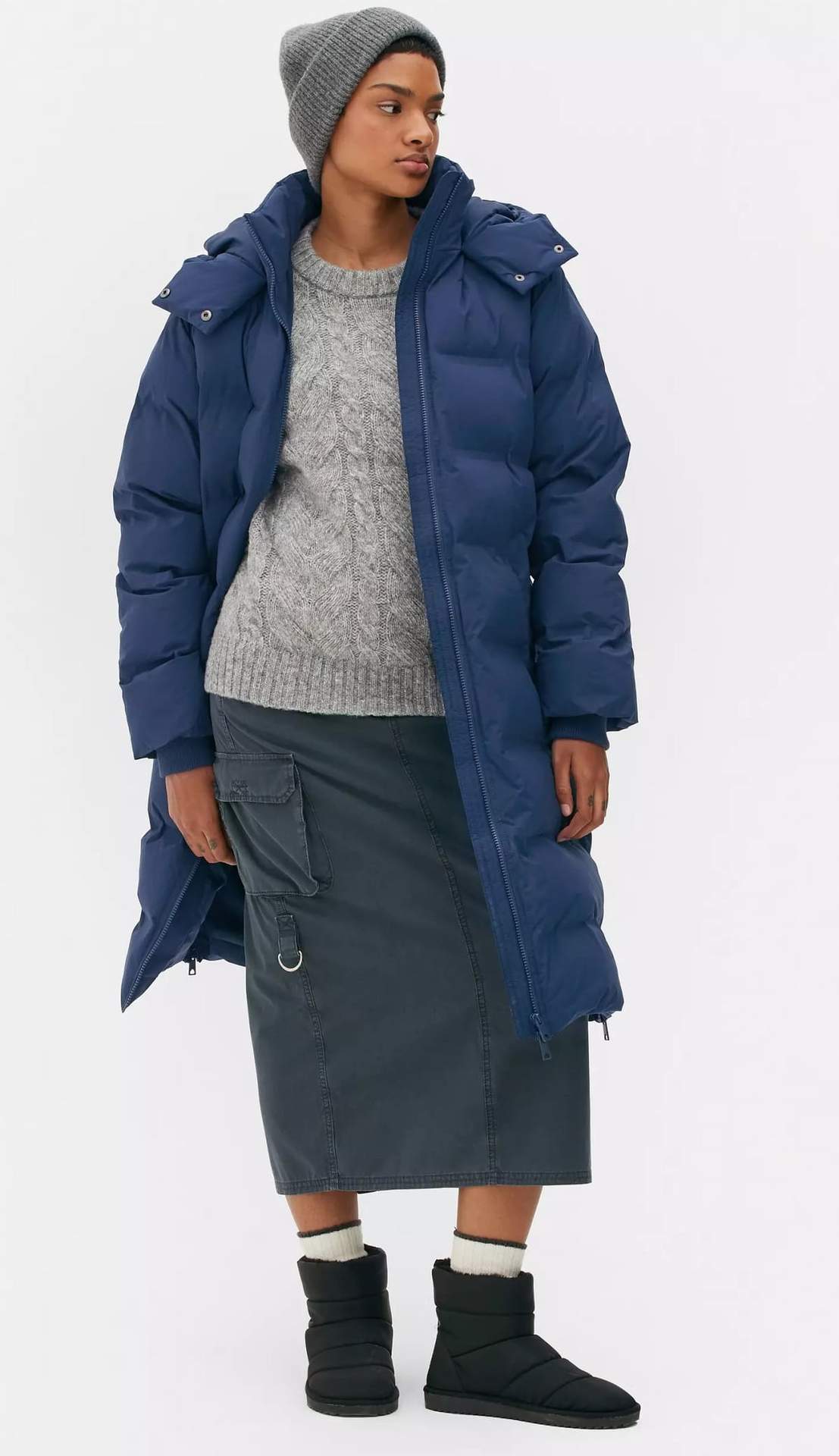 Chaqueta acolchada larga con capucha de Primark