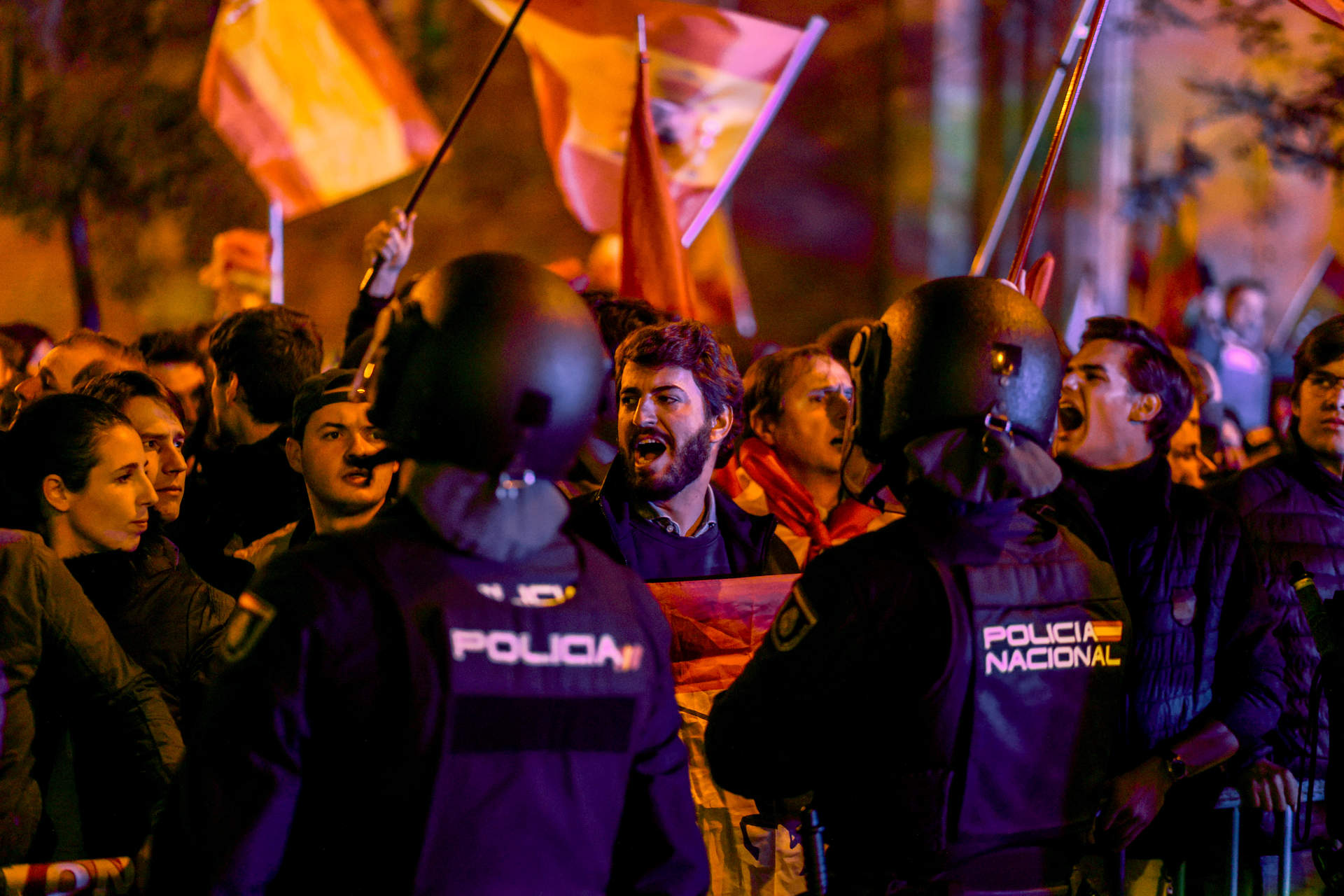 Juan García Gallardo, de Vox, en la manifestación ante la sede del PSOE (Foto: Ricardo Rubio / Europa Press).