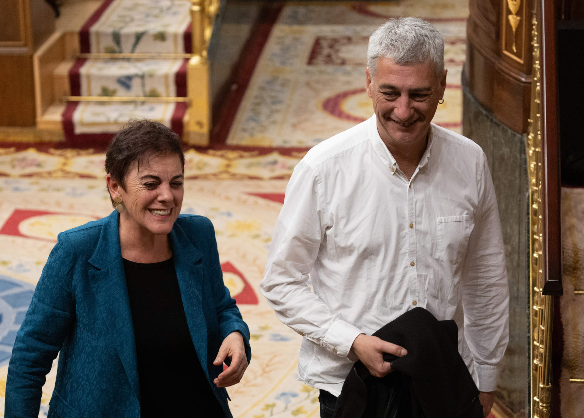 La portavoz de EH Bildu en el Congreso, Mertxe Aizpurua y el diputado de EH Bildu Oskar Matute.