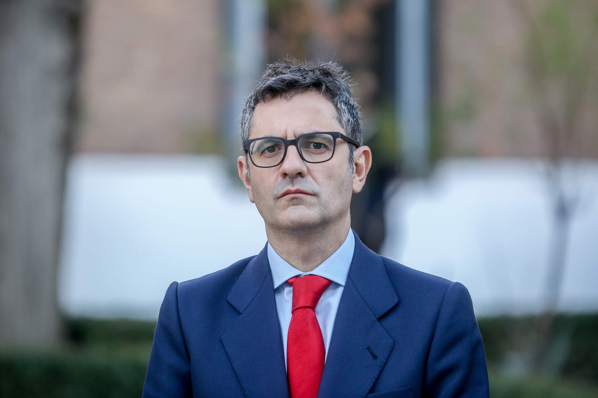 El ministro de Presidencia, Relaciones con las Cortes y Memoria Histórica, Félix Bolaños, en la firma de un acuerdo en el Centro de Inserción Social Victoria Kent, a 1 de marzo de 2022, en Madrid.