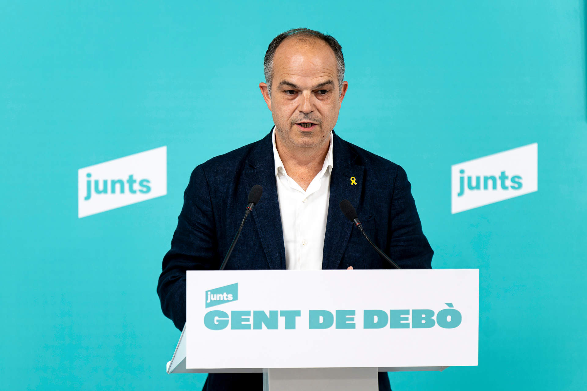El secretario general de Junts, Jordi Turull, interviene durante una rueda de prensa en la sede del partido, a 29 de mayo de 2023, en Barcelona, Catalunya.