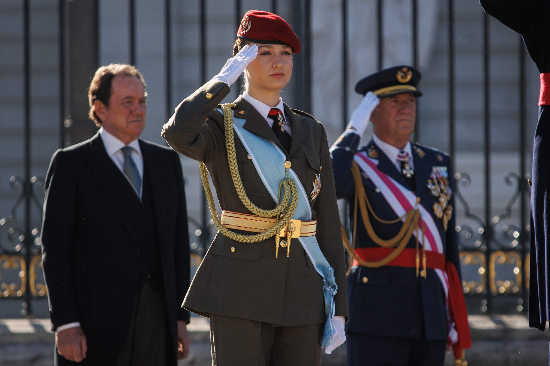 Jaime Alfonsín, la princesa Leonor y el teniente general Emilio Gracia Cirugeda (Foto: Alejandro Martínez Vélez / Europa Press).