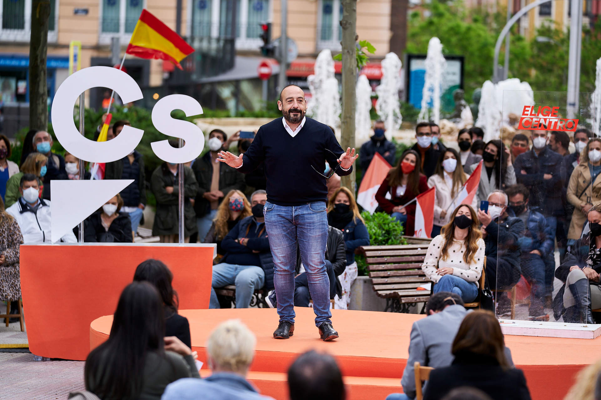 Jordi Cañas, durante un acto de campaña en la Plaza de Chamberí, Madrid, en el marco de las elecciones autonómicas a la Comunidad de Madrid que se celebraron en mayo de 2021 (Foto: A. Pérez Meca / Europa Press)