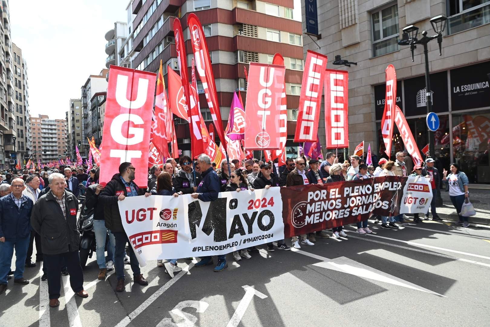 Subida salarial y menos jornada, principales reclamaciones en la manifestación de Zaragoza