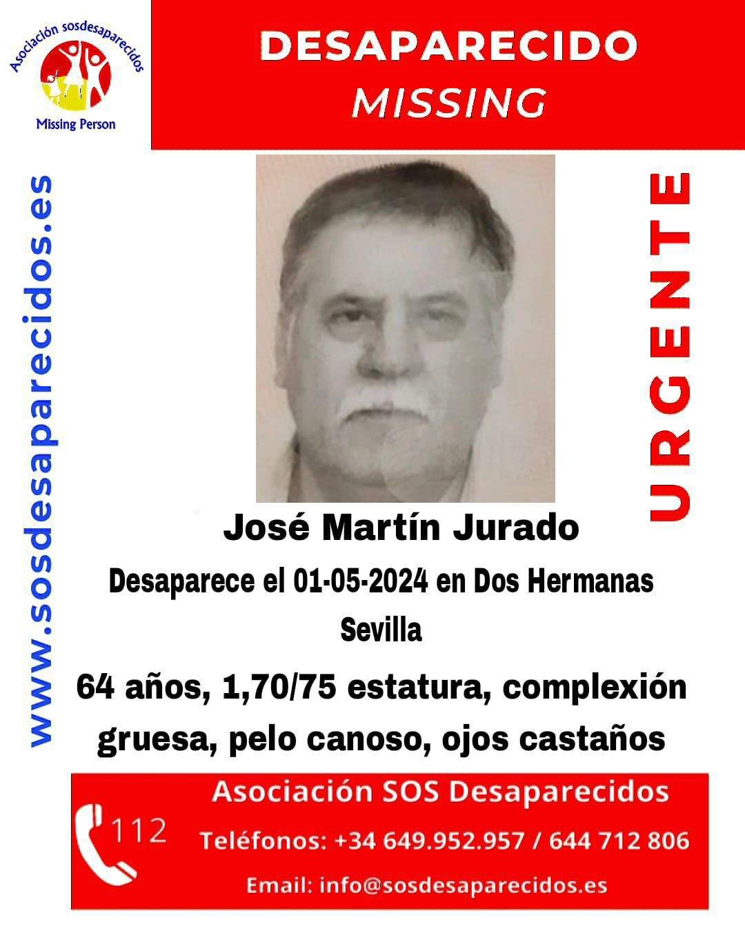 La familia del varón con alzhéimer desaparecido en Dos Hermanas (Sevilla) pide 