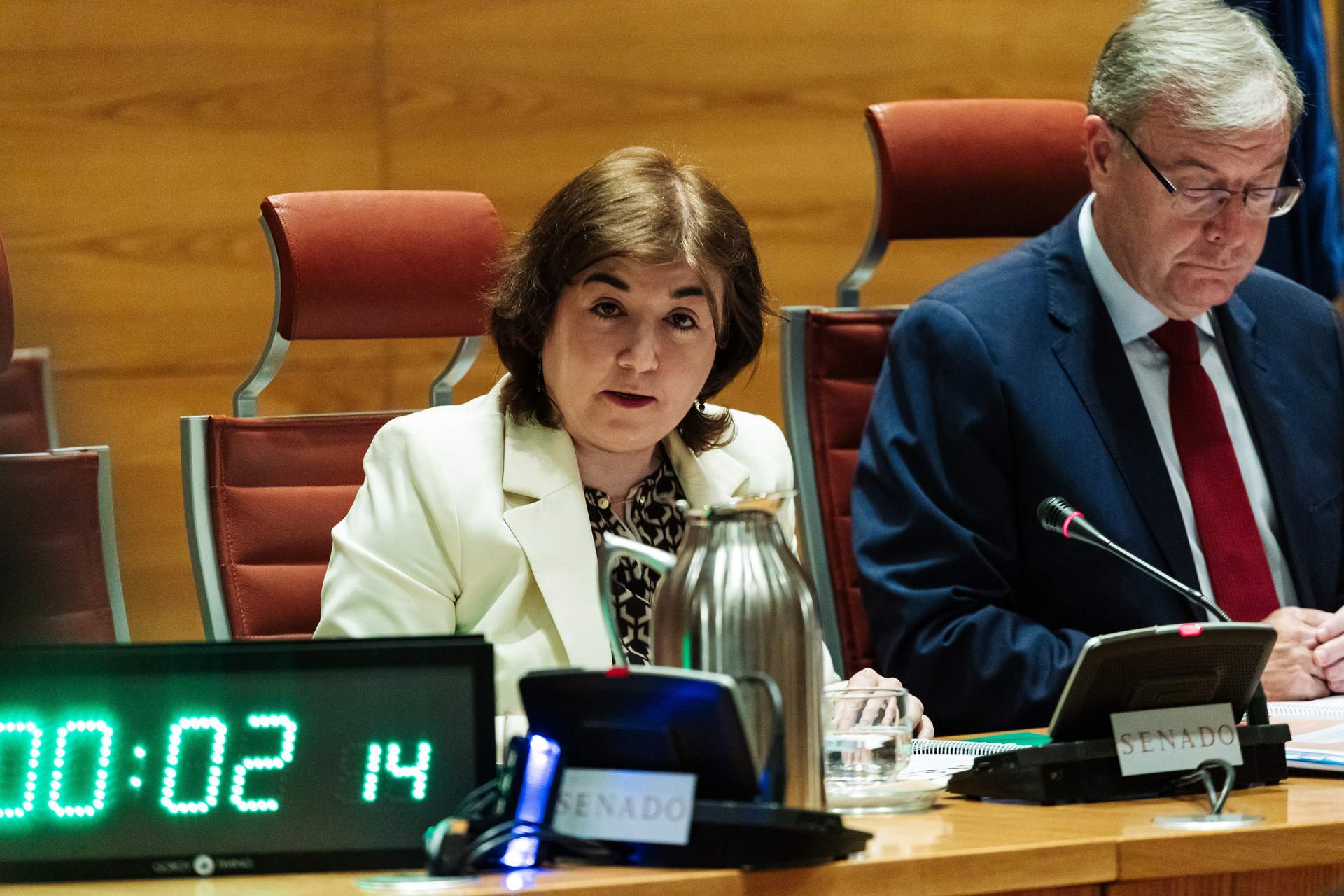 La presidenta interina del Consejo de Administración de la Corporación RTVE, Concepción Cascajosa, comparece durante la Comisión Mixta de Control Parlamentario de la Corporación RTVE y sus Sociedades, en el Senado, a 28 de mayo de 2024.