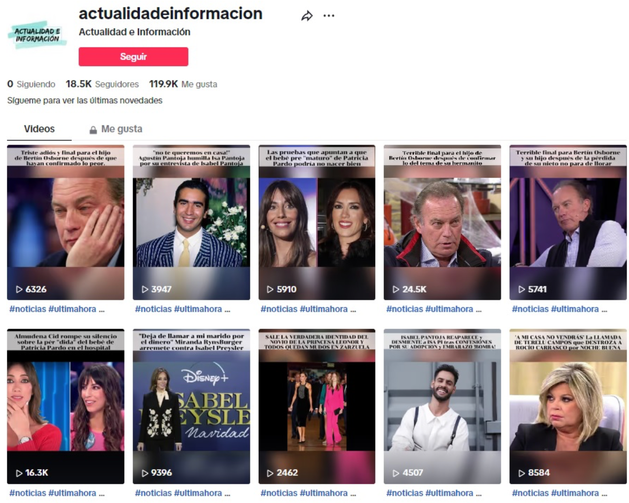 Captura de la cuenta ‘Actualidad e Información’.