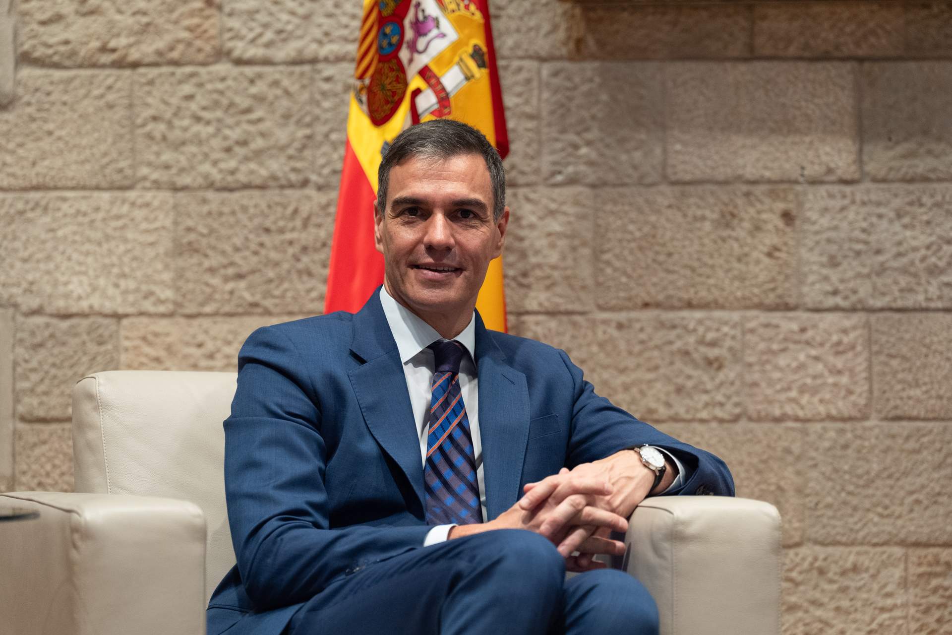 El presidente del Gobierno, Pedro Sánchez, durante una reunión en el Palau de la Generalitat, a 24 de julio de 2024, en Barcelona, Catalunya.