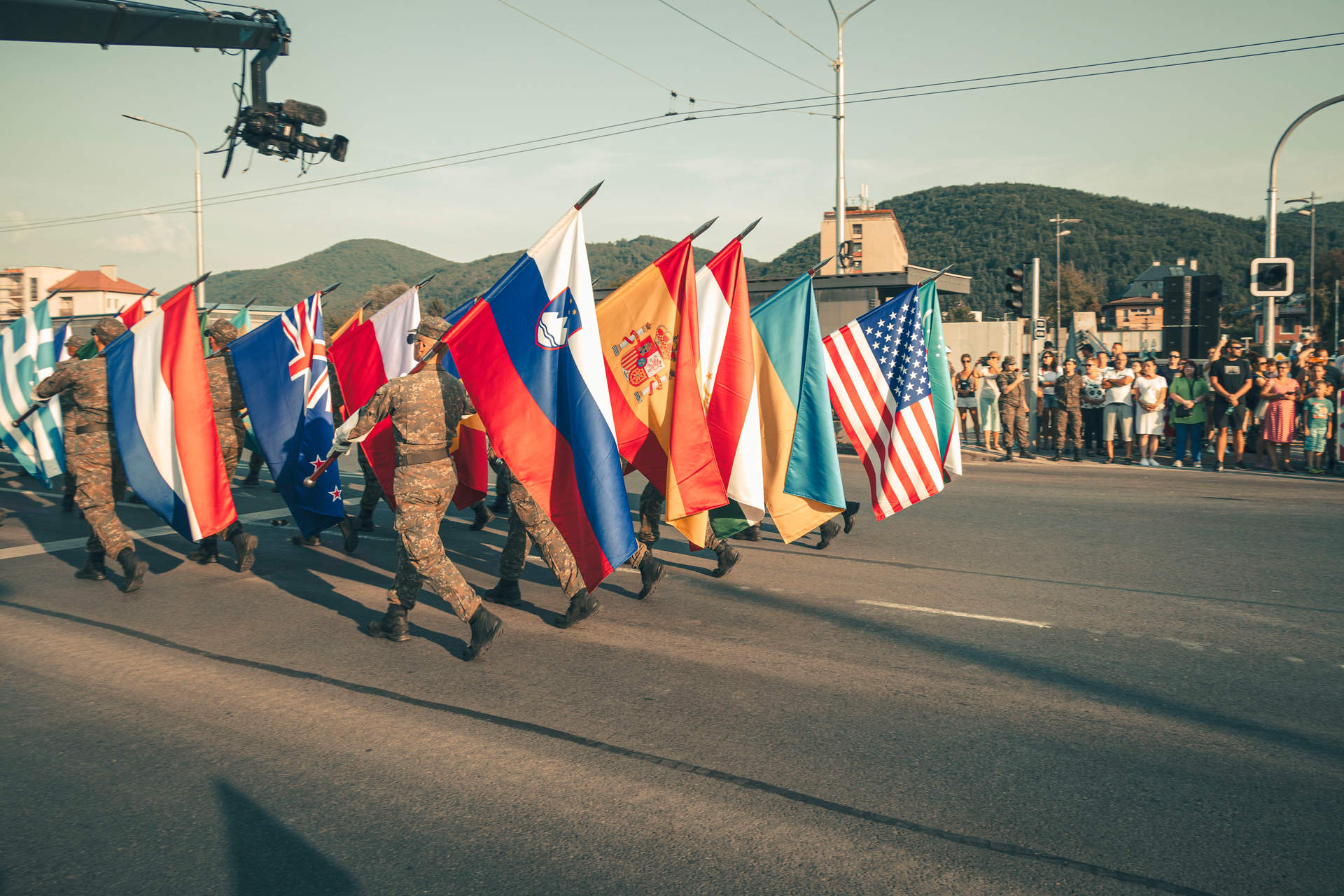 Ensayo del desfile en Eslovaquia.