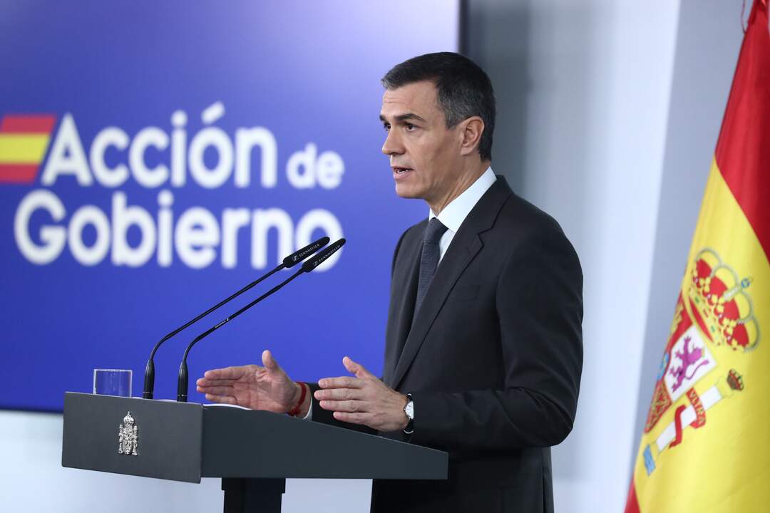 El presidente del Gobierno, Pedro Sánchez, durante su comparecencia ante los medios de comunicación, en el Palacio de la Moncloa, a 2 de noviembre de 2024, en Madrid.
