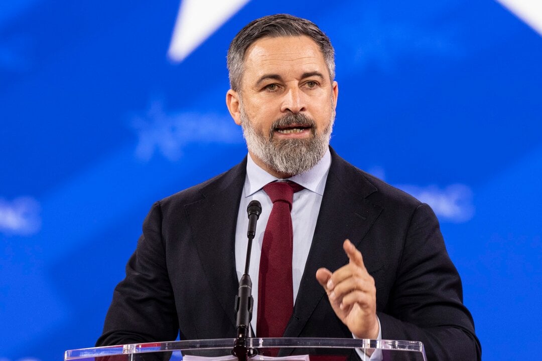 El presidente de Vox, Santiago Abascal, en la a Conferencia Política de Acción Conservadora (CPAC) el 20 de febreto de 2025.