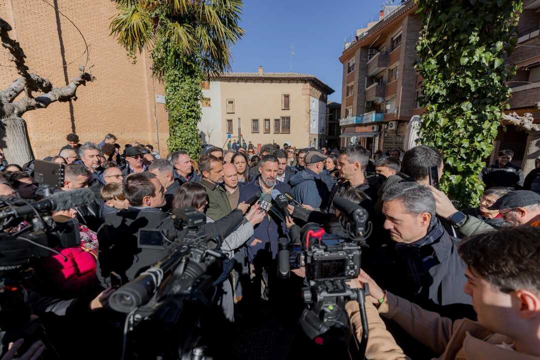 El presidente de Vox, Santiago Abascal, en La Almunia de Doña Godina. (VOX)