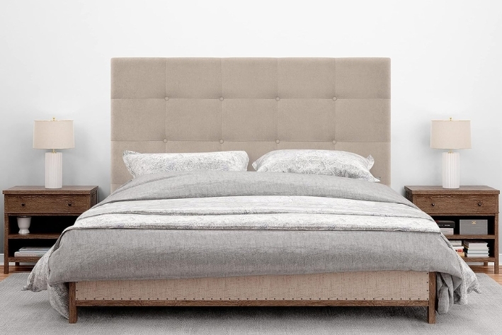 DHOME Cabecero, Cabezales de Cama Capitoné hasta el Suelo. Cabezal tapizado ACUALINE Tela y Polipiel.