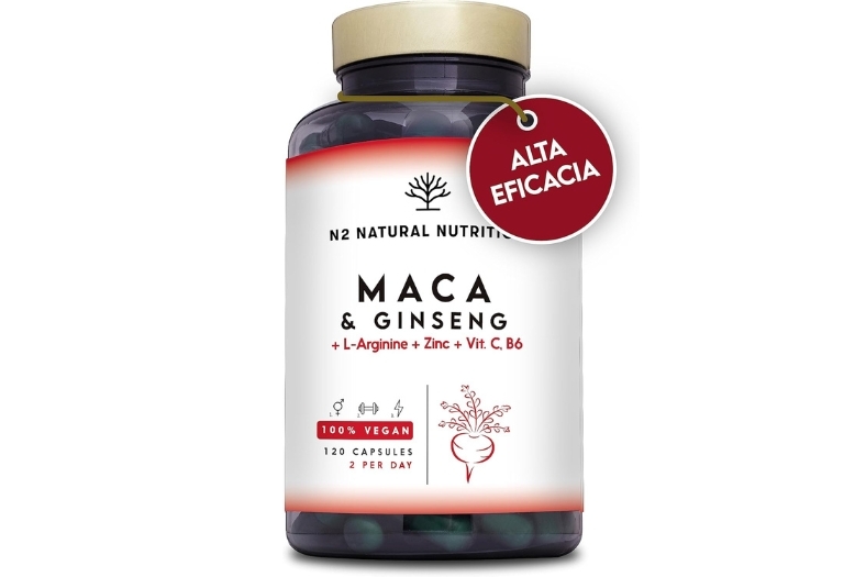 N2 Natural, Maca Andina + Gingseng + L Arginina. Triple Energía. Zinc, Vitamina C y B