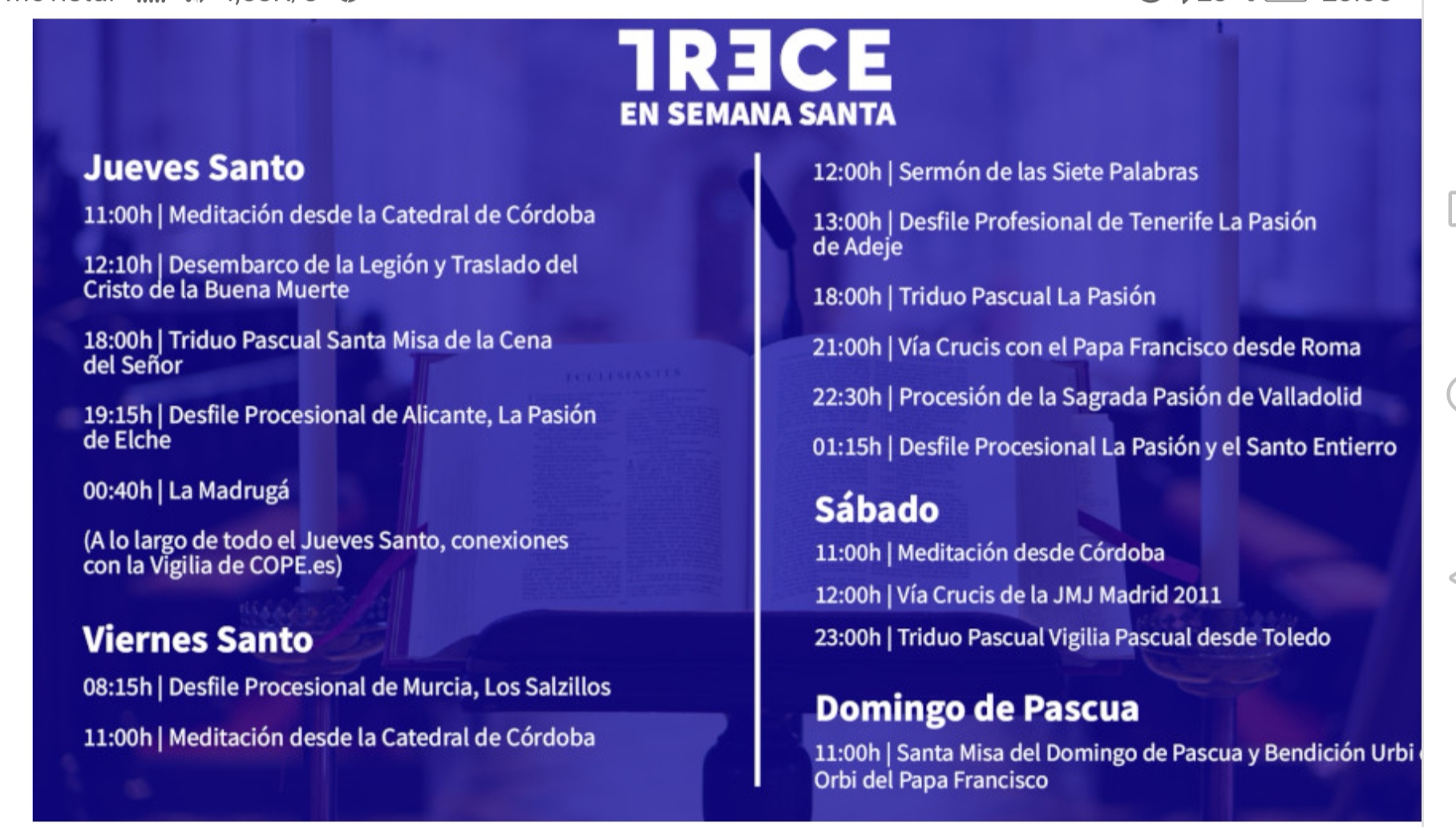 Programa de Trece TV de Semana Santa.