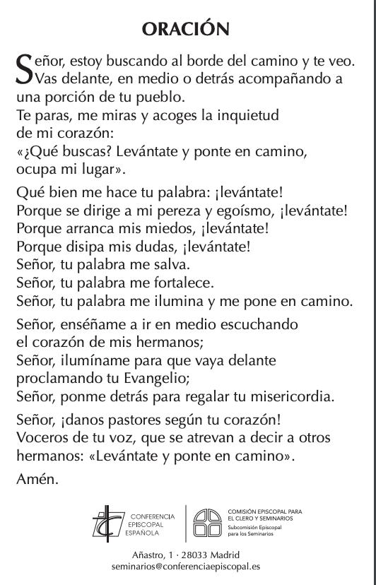 Oración para el Día del Seminario.