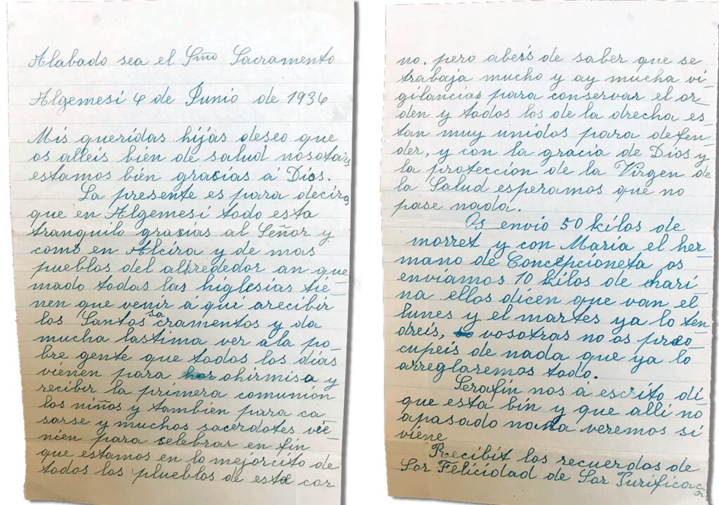 Cartas de María Teresa Ferragud
4 de junio de 1936, de la madre, no autógrafa.